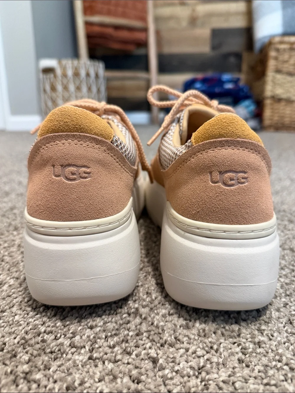 UGG Women's Peach and Cream Platform Sneakers